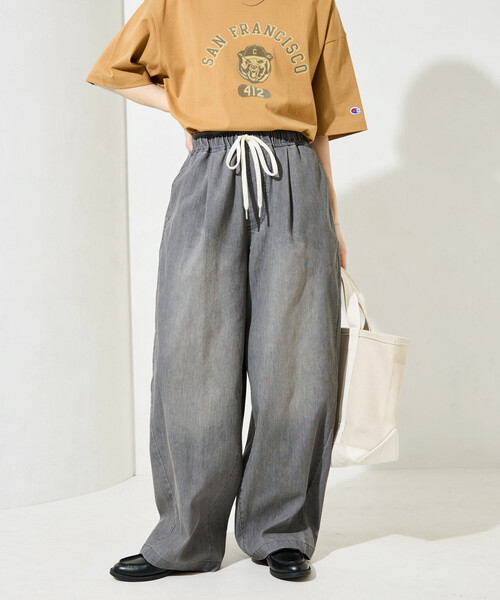 FREAK'S STORE（フリークスストア）の「限定展開　メッシュ デニム イージー パンツ(冷感・吸水速乾)（デニムパンツ・レディース・ブルー/グレー/ブラック/ネイビー・MEDIUM/SMALL）」の19枚目の写真