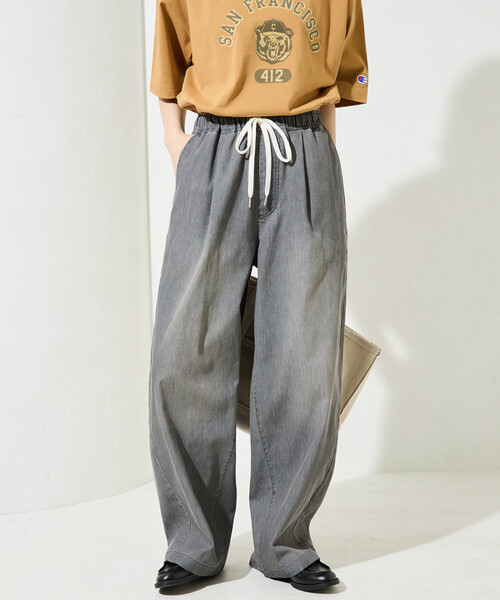 FREAK'S STORE（フリークスストア）の「限定展開　メッシュ デニム イージー パンツ(冷感・吸水速乾)（デニムパンツ・レディース・ブルー/グレー/ブラック/ネイビー・MEDIUM/SMALL）」の22枚目の写真