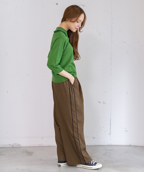 POU DOU DOU（プードゥドゥ）の「フリル衿ニットプルオーバー（ニット/セーター・レディース・グレー/ラベンダー/グリーン・3）」の4枚目の写真