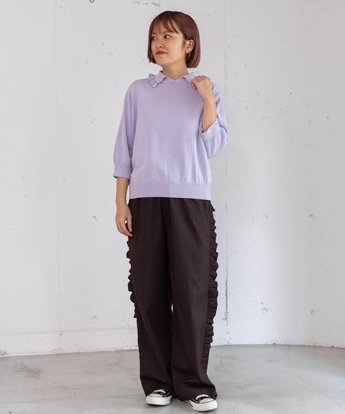 POU DOU DOU（プードゥドゥ）の「フリル衿ニットプルオーバー（ニット/セーター・レディース・グレー/ラベンダー/グリーン・3）」の9枚目の写真