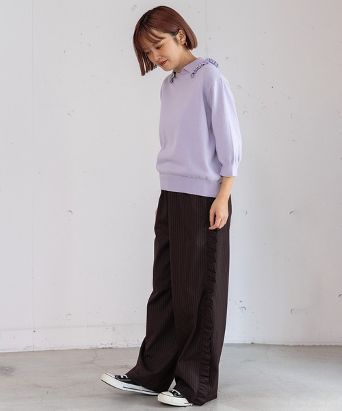 POU DOU DOU（プードゥドゥ）の「フリル衿ニットプルオーバー（ニット/セーター・レディース・グレー/ラベンダー/グリーン・3）」の10枚目の写真