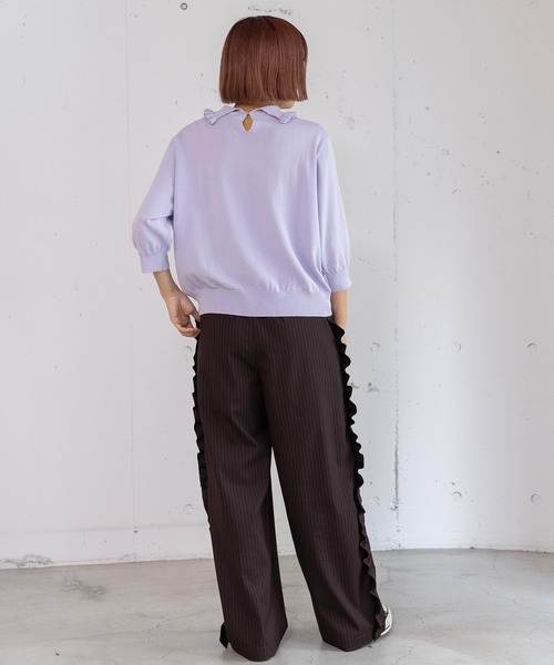 POU DOU DOU（プードゥドゥ）の「フリル衿ニットプルオーバー（ニット/セーター・レディース・グレー/ラベンダー/グリーン・3）」の12枚目の写真