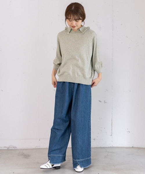 POU DOU DOU（プードゥドゥ）の「フリル衿ニットプルオーバー（ニット/セーター・レディース・グレー/ラベンダー/グリーン・3）」の18枚目の写真