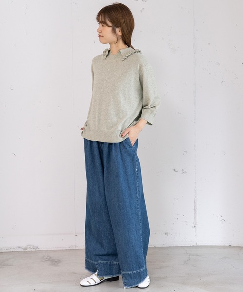 POU DOU DOU（プードゥドゥ）の「フリル衿ニットプルオーバー（ニット/セーター・レディース・グレー/ラベンダー/グリーン・3）」の19枚目の写真