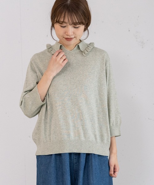 POU DOU DOU（プードゥドゥ）の「フリル衿ニットプルオーバー（ニット/セーター・レディース・グレー/ラベンダー/グリーン・3）」の21枚目の写真
