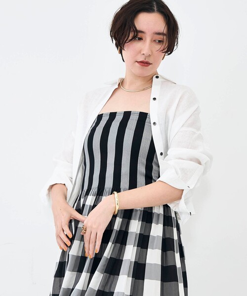 NOLLEY’S（ノーリーズ）の「【KIRYU】ウォッシャブルシャーリングギンガム2WAYワンピース（ワンピース・レディース・ブラック系その他・38）」の14枚目の写真