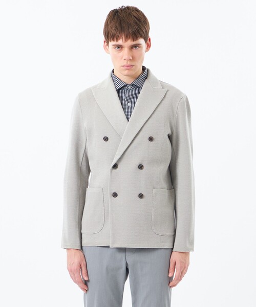 MACKINTOSH PHILOSOPHY（ﾏｯｷﾝﾄｯｼｭ ﾌｨﾛｿﾌｨｰ）の「14Gカノコ調 ダブルニットジャケット（テーラードジャケット・メンズ・ライトグレー/ダークネイビー・40/38）」の9枚目の写真
