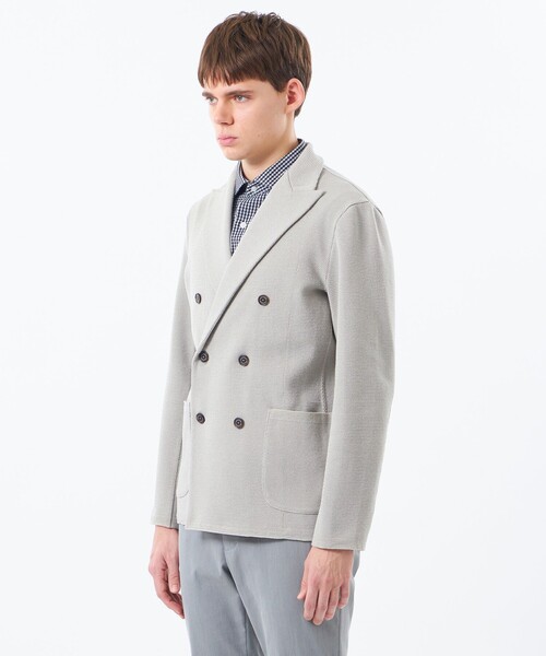 MACKINTOSH PHILOSOPHY（ﾏｯｷﾝﾄｯｼｭ ﾌｨﾛｿﾌｨｰ）の「14Gカノコ調 ダブルニットジャケット（テーラードジャケット・メンズ・ライトグレー/ダークネイビー・40/38）」の8枚目の写真
