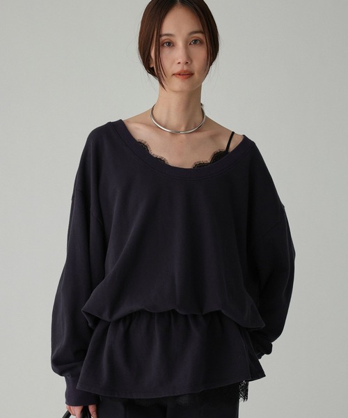 BABYLONE(バビロン)の「ドロストリラクシースウェット(スウェット・レディース・ネイビー/グレー/オフホワイト・フリー)」の3枚目の写真