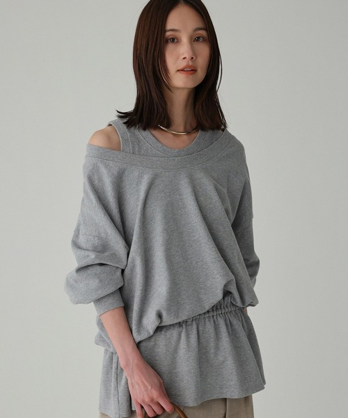 BABYLONE(バビロン)の「ドロストリラクシースウェット(スウェット・レディース・ネイビー/グレー/オフホワイト・フリー)」の1枚目の写真