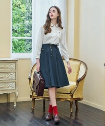 F i.n.t | ローズシーリング釦デニムフレアースカート(スカート)