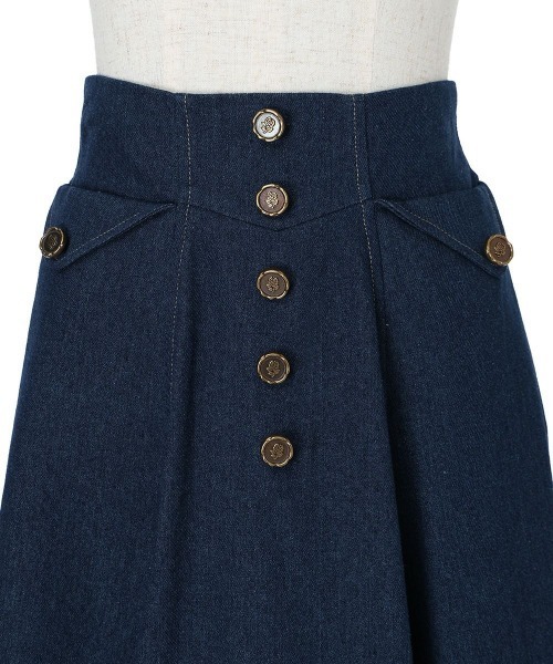 F i.n.t(フィント)の「ローズシーリング釦デニムフレアースカート(スカート・レディース・ブラック/インディゴブルー・FREE)」の18枚目の写真