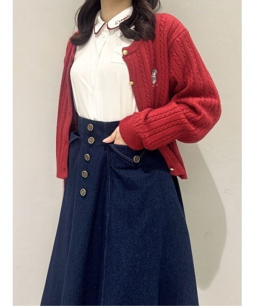 F i.n.t（フィント）の「ローズシーリング釦デニムフレアースカート/fint フィント（スカート・レディース・ブラック/インディゴブルー・FREE）」の8枚目の写真