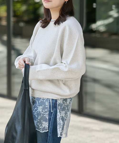 JOURNAL STANDARD(ジャーナルスタンダード)の「【洗える】スウェットライクニットプルオーバー(ニット/セーター・レディース・グレー/ブルー系その他/ホワイト・FREE)」の9枚目の写真