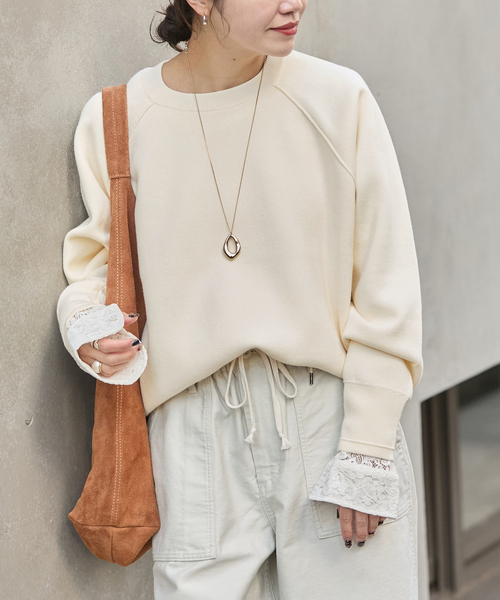 JOURNAL STANDARD(ジャーナルスタンダード)の「【洗える】スウェットライクニットプルオーバー(ニット/セーター・レディース・グレー/ブルー系その他/ホワイト・FREE)」の18枚目の写真