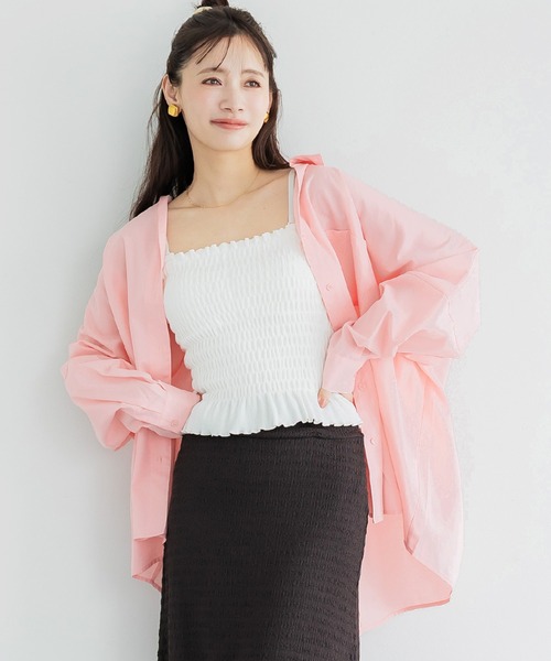 coca（coca）（コカ）の「オックスドルマンシャツ（シャツ/ブラウス・レディース・チャコール/ストライプ/アイボリー/ライトピンク・L/M）」の3枚目の写真