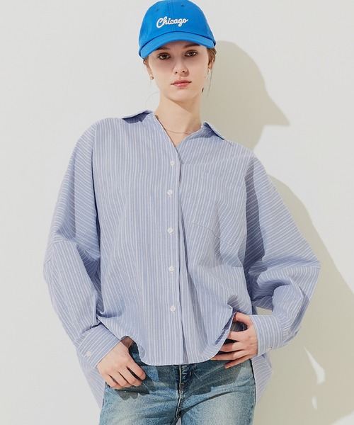 coca（coca）（コカ）の「オックスドルマンシャツ（シャツ/ブラウス・レディース・チャコール/ストライプ/アイボリー/ライトピンク・L/M）」の4枚目の写真