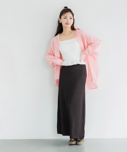 coca（coca）（コカ）の「オックスドルマンシャツ（シャツ/ブラウス・レディース・チャコール/ストライプ/アイボリー/ライトピンク・L/M）」の13枚目の写真