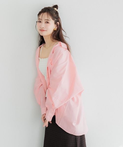 coca（coca）（コカ）の「オックスドルマンシャツ（シャツ/ブラウス・レディース・チャコール/ストライプ/アイボリー/ライトピンク・L/M）」の14枚目の写真