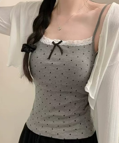 DIAVEL(ディアベル)の「【4color】ドット柄レースキャミ/dot lace camisole(キャミソール・レディース・ホワイト/ベージュ/グレー/ブラック・M)」の9枚目の写真