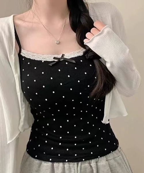DIAVEL(ディアベル)の「【4color】ドット柄レースキャミ/dot lace camisole(キャミソール・レディース・ホワイト/ベージュ/グレー/ブラック・M)」の11枚目の写真