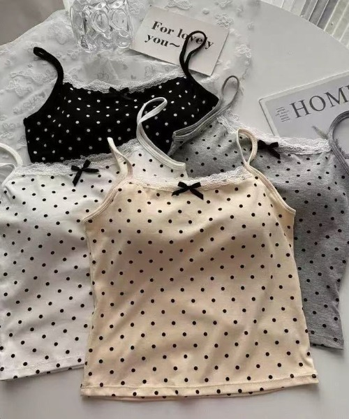 DIAVEL(ディアベル)の「【4color】ドット柄レースキャミ/dot lace camisole(キャミソール・レディース・ホワイト/ベージュ/グレー/ブラック・M)」の7枚目の写真
