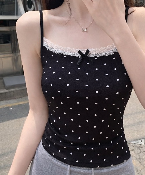 DIAVEL(ディアベル)の「【4color】ドット柄レースキャミ/dot lace camisole(キャミソール・レディース・ホワイト/ベージュ/グレー/ブラック・M)」の6枚目の写真