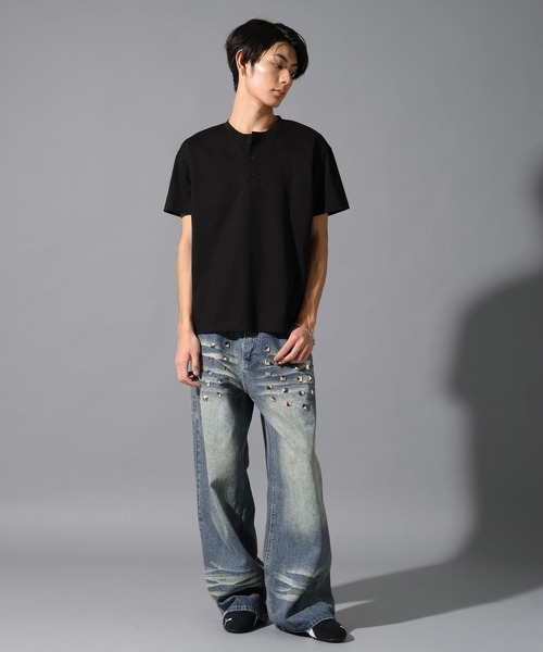 LAND MUSEUM(ランドミュージアム)の「LAND MUSEUM/ロックスタッズデニム(デニムパンツ・メンズ・ブラック/ブルー・LARGE/MEDIUM)」の3枚目の写真
