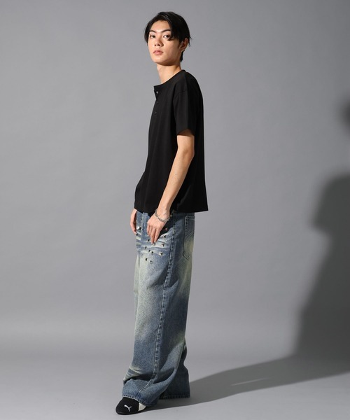LAND MUSEUM(ランドミュージアム)の「LAND MUSEUM/ロックスタッズデニム(デニムパンツ・メンズ・ブラック/ブルー・LARGE/MEDIUM)」の4枚目の写真