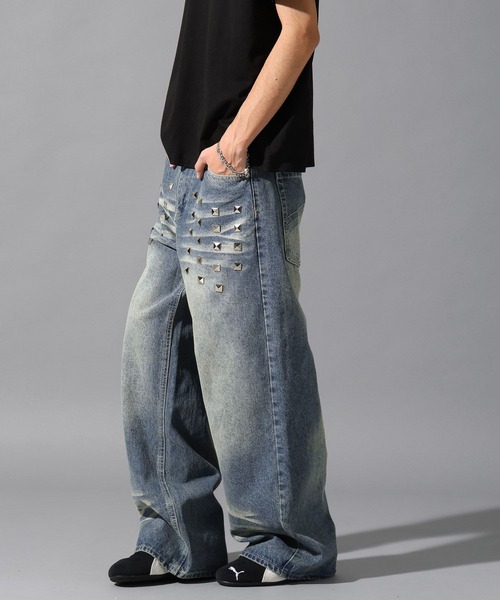 LAND MUSEUM(ランドミュージアム)の「LAND MUSEUM/ロックスタッズデニム(デニムパンツ・メンズ・ブラック/ブルー・LARGE/MEDIUM)」の7枚目の写真