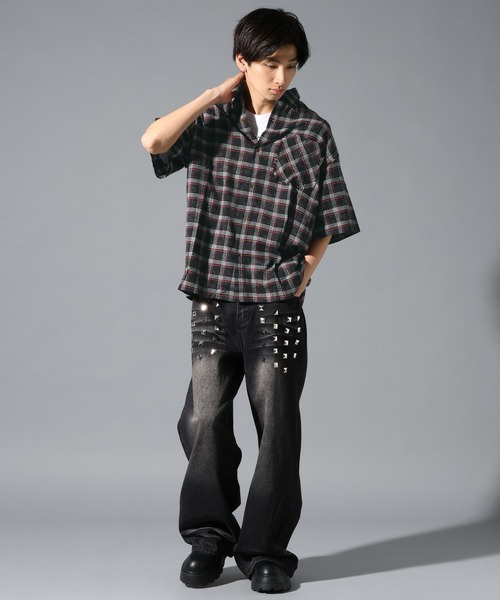 LAND MUSEUM(ランドミュージアム)の「LAND MUSEUM/ロックスタッズデニム(デニムパンツ・メンズ・ブラック/ブルー・LARGE/MEDIUM)」の9枚目の写真