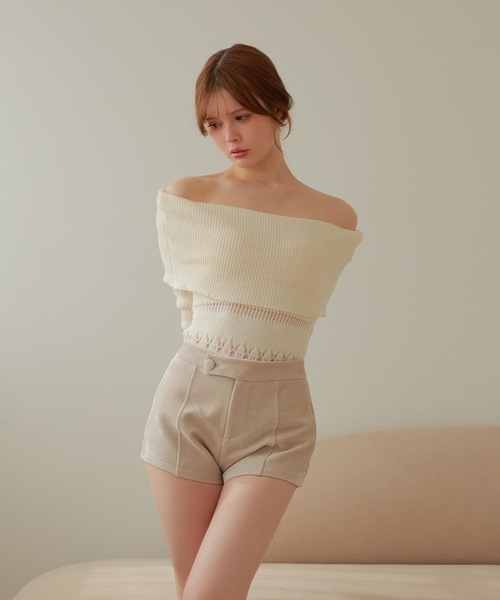 M DOLLY（エムドリー）の「center seam clea mini pants/センターシームクレアミニパンツ（その他パンツ・レディース・ベージュ/ブラック・M/S）」の17枚目の写真
