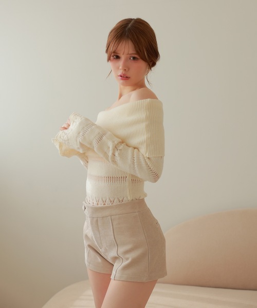 M DOLLY（エムドリー）の「center seam clea mini pants/センターシームクレアミニパンツ（その他パンツ・レディース・ベージュ/ブラック・M/S）」の18枚目の写真