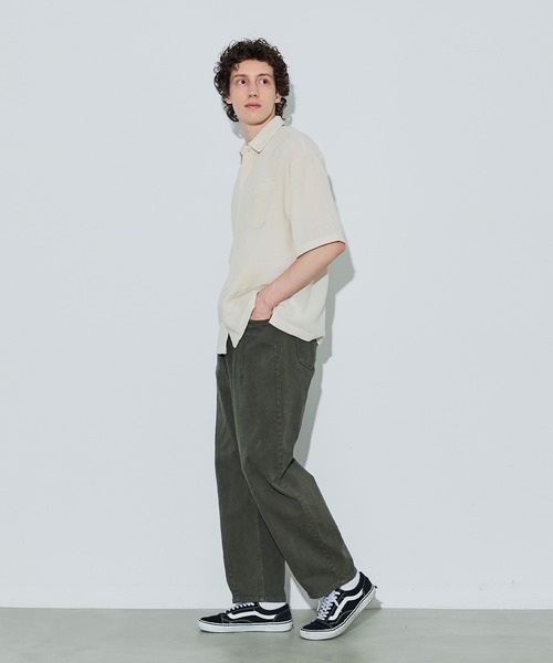coca(coca)(コカ)の「楊柳半袖シャツ(シャツ/ブラウス・メンズ・ネイビー/アイボリー・M/L/XL)」の5枚目の写真