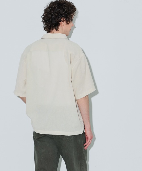 coca(coca)(コカ)の「楊柳半袖シャツ(シャツ/ブラウス・メンズ・ネイビー/アイボリー・M/L/XL)」の6枚目の写真