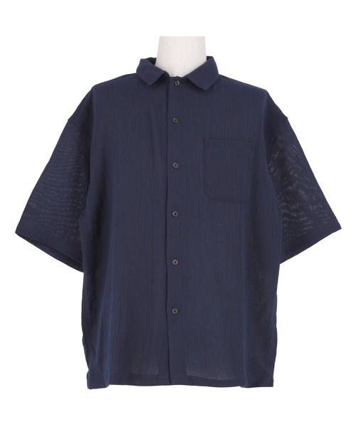 coca(coca)(コカ)の「楊柳半袖シャツ(シャツ/ブラウス・メンズ・ネイビー/アイボリー・M/L/XL)」の14枚目の写真