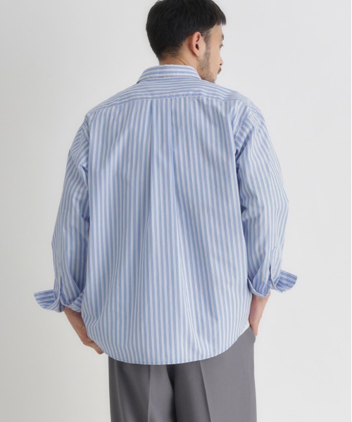 BACK NUMBER（バックナンバー）の「【BACK NUMBER】ブロードストライプ長袖シャツ（シャツ/ブラウス・メンズ・ベージュ/グリーン/ブルー・M/L/XL/S）」の5枚目の写真
