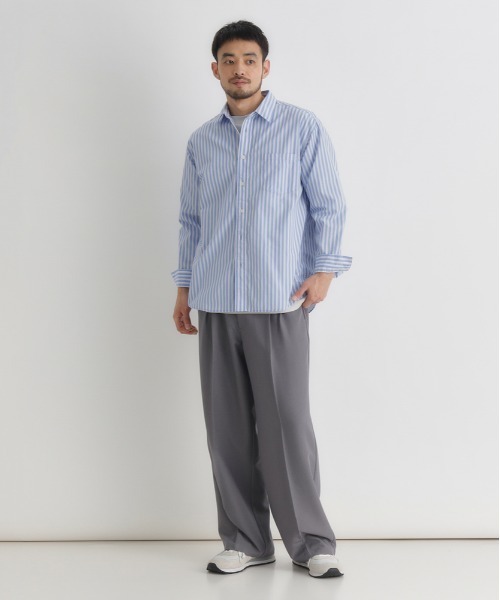 BACK NUMBER（バックナンバー）の「【BACK NUMBER】ブロードストライプ長袖シャツ（シャツ/ブラウス・メンズ・ベージュ/グリーン/ブルー・M/L/XL/S）」の7枚目の写真