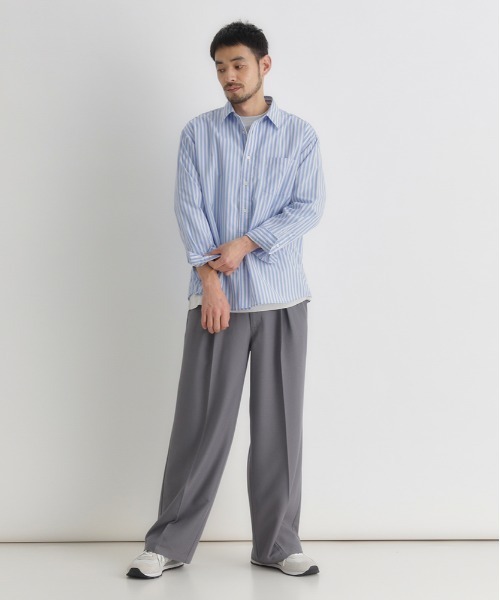 BACK NUMBER（バックナンバー）の「【BACK NUMBER】ブロードストライプ長袖シャツ（シャツ/ブラウス・メンズ・ベージュ/グリーン/ブルー・M/L/XL/S）」の8枚目の写真