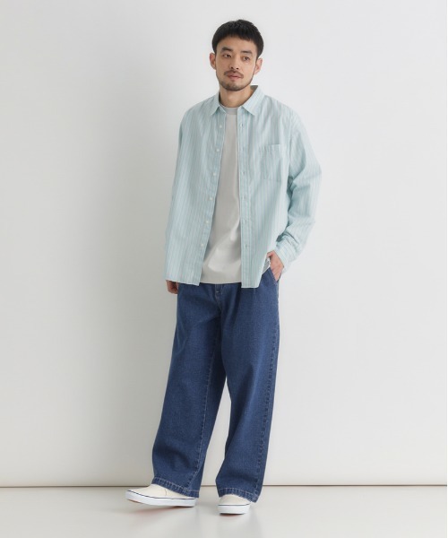 BACK NUMBER（バックナンバー）の「【BACK NUMBER】ブロードストライプ長袖シャツ（シャツ/ブラウス・メンズ・ベージュ/グリーン/ブルー・M/L/XL/S）」の10枚目の写真