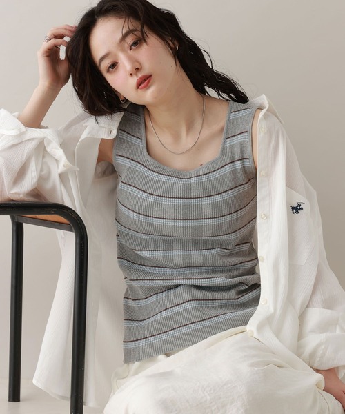 RAGEBLUE（レイジブルー）の「前後2WAY/ニットタンクトップ（タンクトップ・レディース・ピンク/ホワイト/ブラック/ネイビー系/グレー系・FREE）」の3枚目の写真