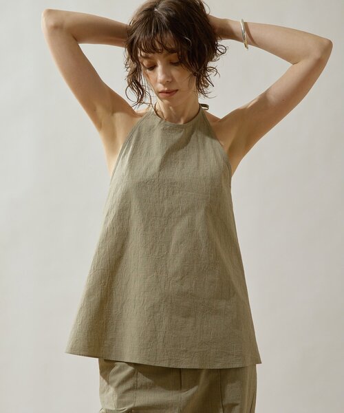 Drawing Numbers（ドローイング ナンバーズ）の「【Drawing Numbers】オーガニックコットンホルターキャミソール（シャツ/ブラウス・レディース・ブラック/ネイビー/ベージュ・38）」の2枚目の写真