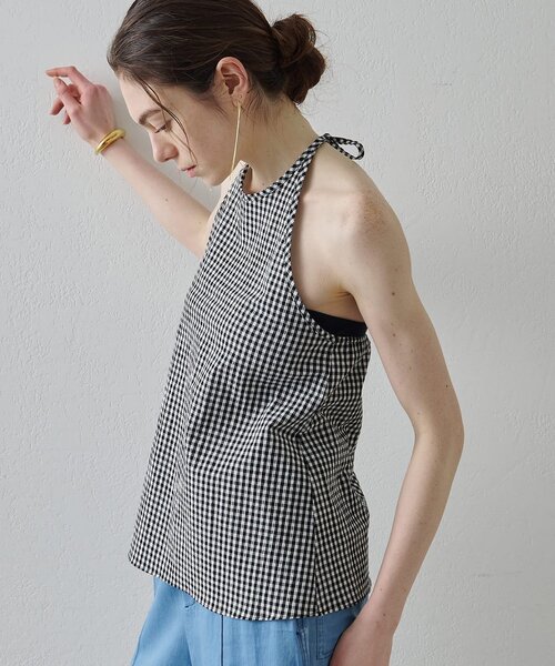 Drawing Numbers（ドローイング ナンバーズ）の「【Drawing Numbers】オーガニックコットンホルターキャミソール（シャツ/ブラウス・レディース・ブラック/ネイビー/ベージュ・38）」の7枚目の写真