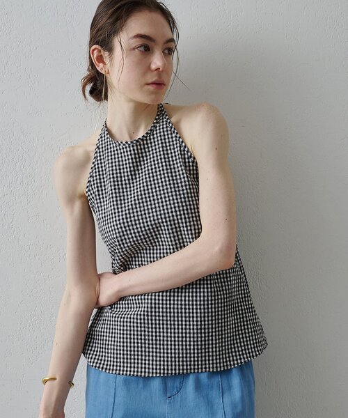 Drawing Numbers（ドローイング ナンバーズ）の「【Drawing Numbers】オーガニックコットンホルターキャミソール（シャツ/ブラウス・レディース・ブラック/ネイビー/ベージュ・38）」の4枚目の写真