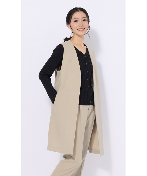 AOYAMA(アオヤマ)の「抜群の着回し力と機能性が魅力「名品シリーズ」ロングジレ【セットアップ着用可】(スーツベスト・レディース・ベージュ/ネイビー・L/M)」の6枚目の写真