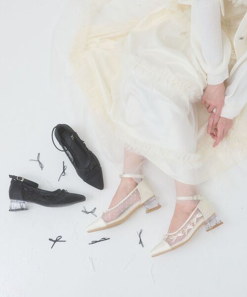 MAJESTIC LEGON（マジェスティックレゴン）の「チュールリボンパンプス（パンプス・レディース・ブラック/アイボリー・X-LARGE/LARGE/MEDIUM/SMALL）」の3枚目の写真