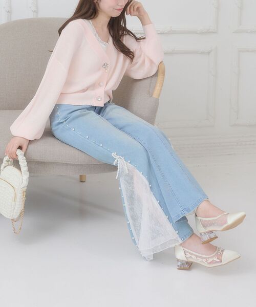 MAJESTIC LEGON（マジェスティックレゴン）の「チュールリボンパンプス（パンプス・レディース・ブラック/アイボリー・X-LARGE/LARGE/MEDIUM/SMALL）」の10枚目の写真