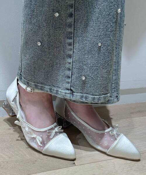 MAJESTIC LEGON（マジェスティックレゴン）の「チュールリボンパンプス（パンプス・レディース・ブラック/アイボリー・X-LARGE/LARGE/MEDIUM/SMALL）」の15枚目の写真