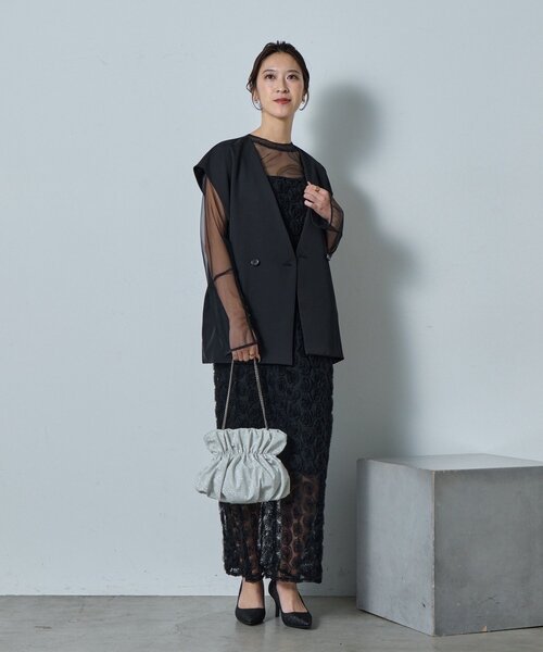 goocy（グーシー）の「【オケージョン】≪３点セット≫ローズレースペンシルドレス（ワンピース・レディース・ブラック・FREE）」の2枚目の写真