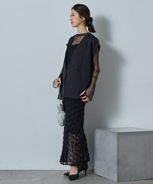 goocy（グーシー）の「【オケージョン】≪３点セット≫ローズレースペンシルドレス（ワンピース・レディース・ブラック・FREE）」の4枚目の写真